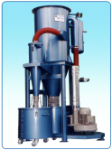 Cartridge vacuum model CVF-1 with an integral vacuum pump and cyclon pre filter used for factory cleaning